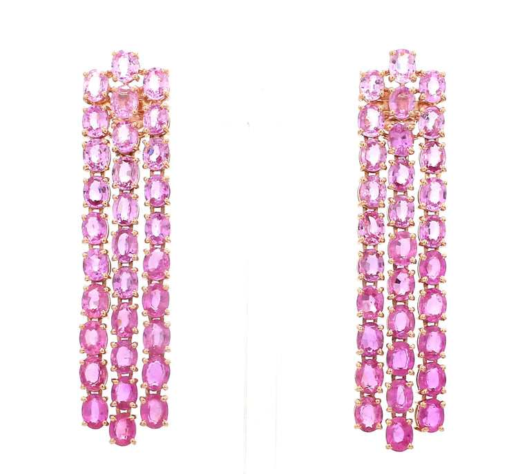 Pink Sapphire Oval Dangle Earrings