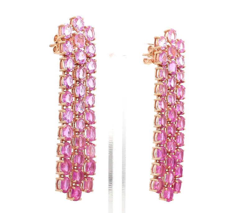 Pink Sapphire Oval Dangle Earrings