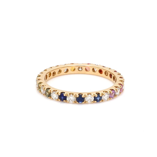 Rainbow Sapphire Alternate Diamond Ring