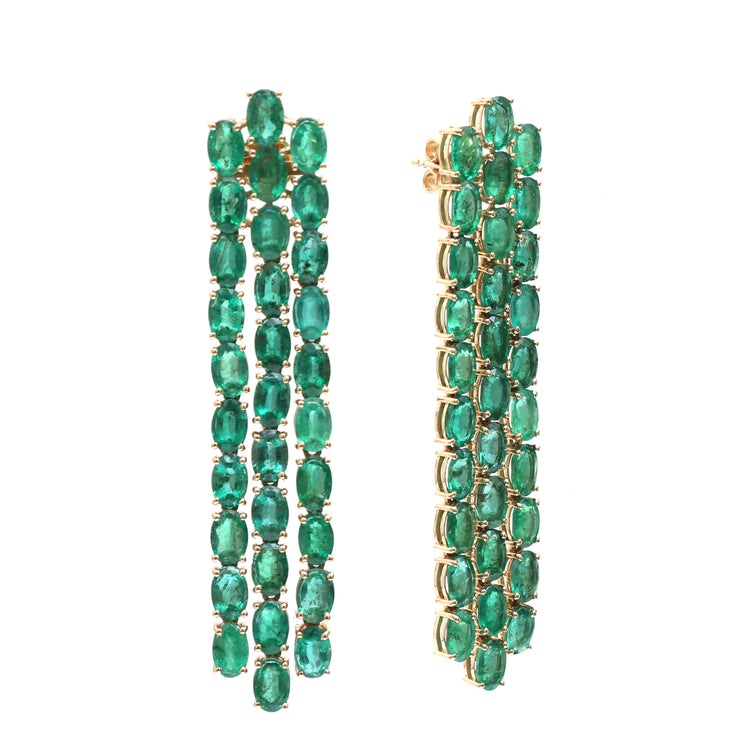 Emerald Oval Chandelier Earrings