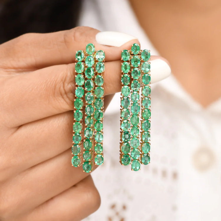 Emerald Oval Chandelier Earrings