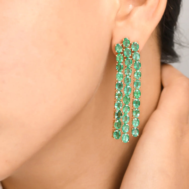 Emerald Oval Chandelier Earrings