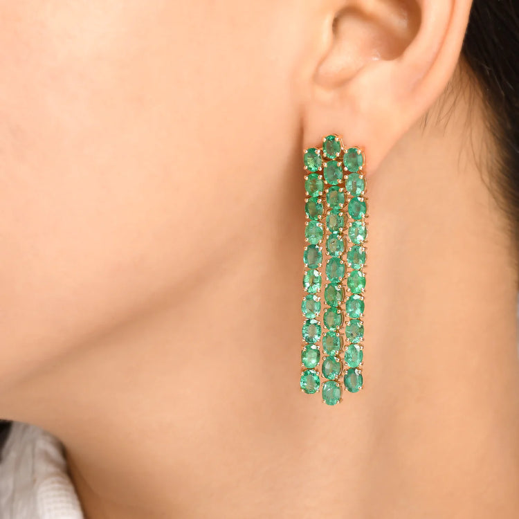 Emerald Oval Chandelier Earrings