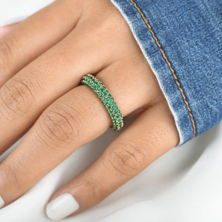 Emerald Pave Eternity Ring