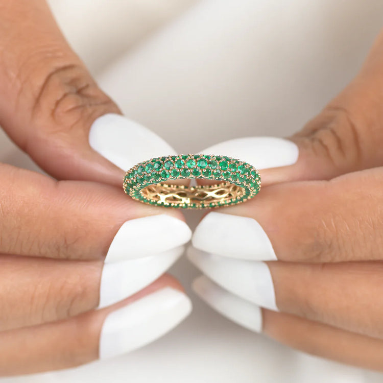 Emerald Pave Eternity Ring