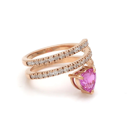 Pink Sapphire Heart Spiral Ring