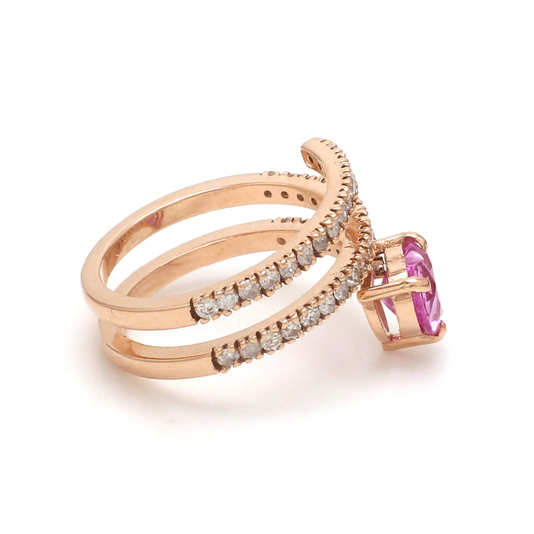 Pink Sapphire Heart Spiral Ring