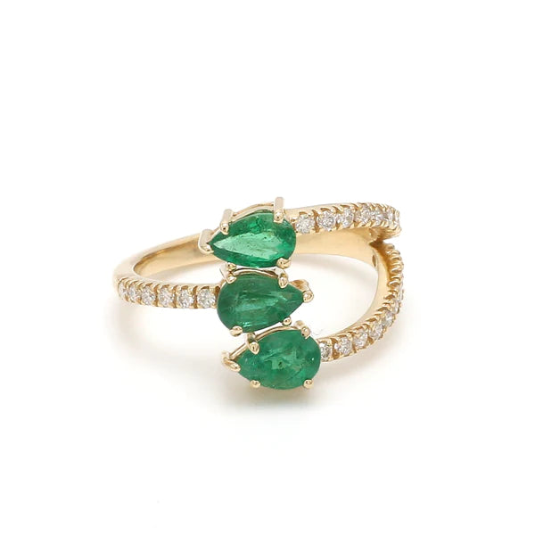 Emerald Three Pear Ring