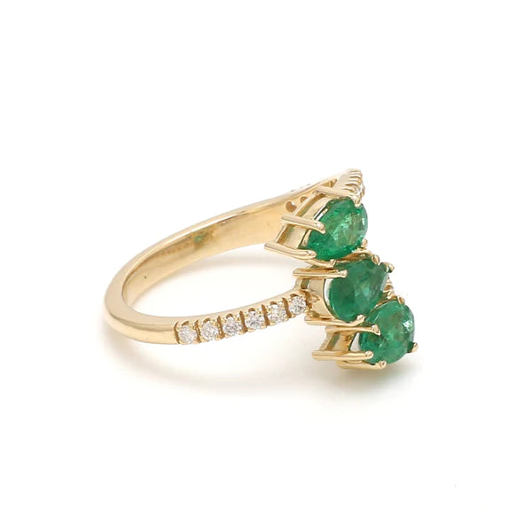 Emerald Three Pear Ring