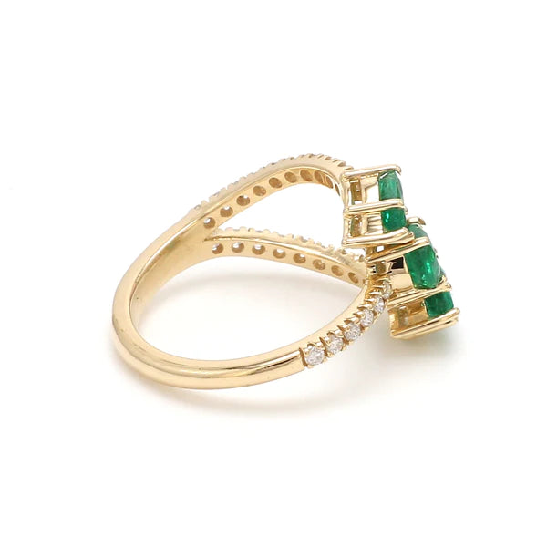 Emerald Three Pear Ring