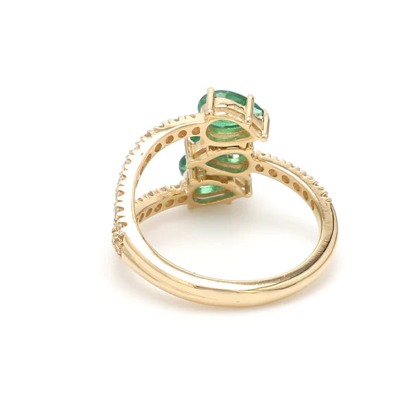 Emerald Three Pear Ring