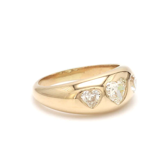 Diamond Three Heart Gypsy Ring