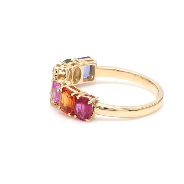 Rainbow Sapphire Initial Letter Ring