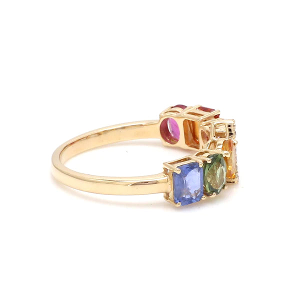 Rainbow Sapphire Initial Letter Ring