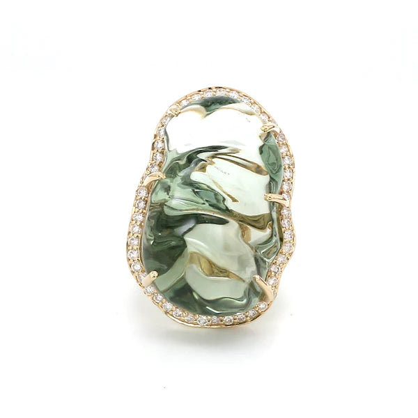 Green Amethyst Baroque Ring