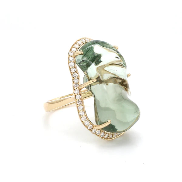 Green Amethyst Baroque Ring