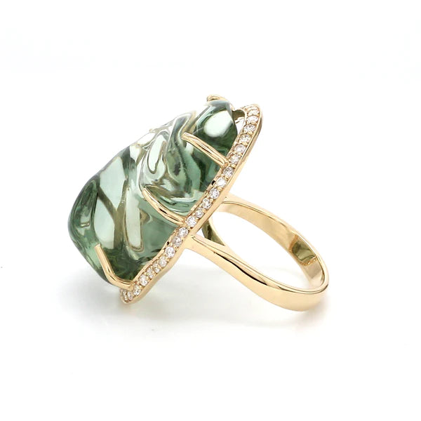 Green Amethyst Baroque Ring