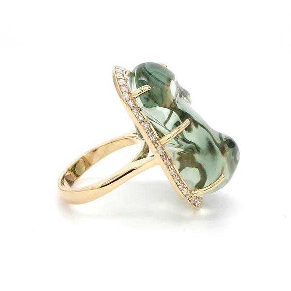 Green Amethyst Baroque Ring