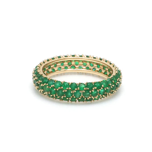 Emerald Round Pave Ring