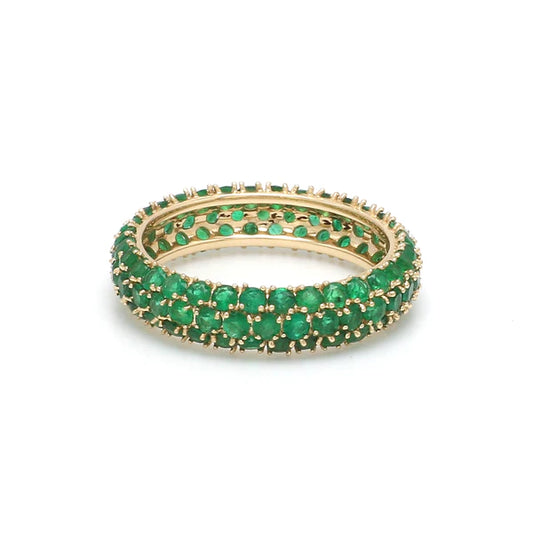 Emerald Round Pave Ring