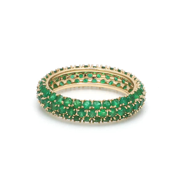 Emerald Round Pave Ring