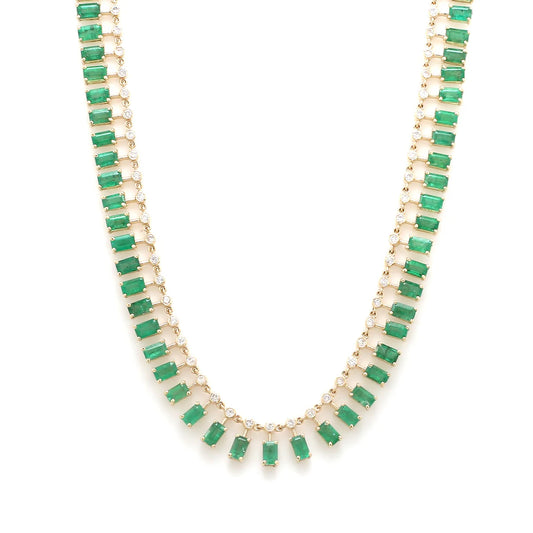 Emerald Cut Dot and Dash Necklace