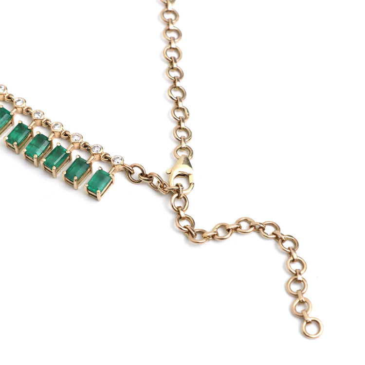 Emerald Cut Dot and Dash Necklace