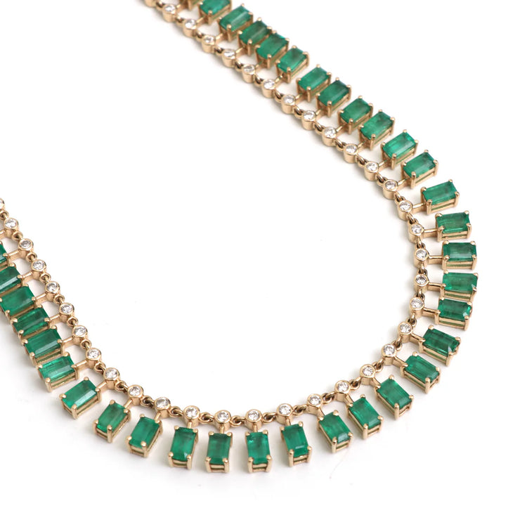 Emerald Cut Dot and Dash Necklace