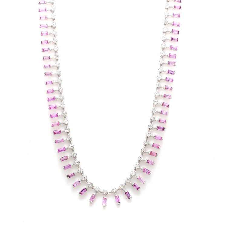 Pink Sapphire Dot and Dash Necklace