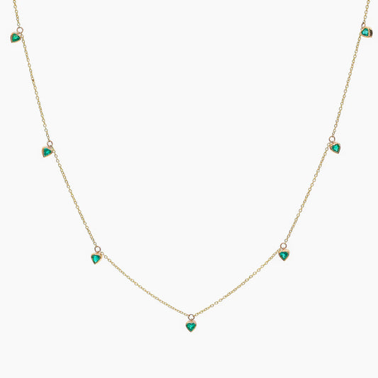 Emerald Bezel Set Heart Shape Chain Necklace