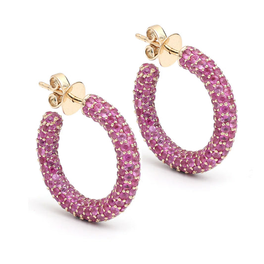 Pink Sapphire Pave Set Earrings Gold