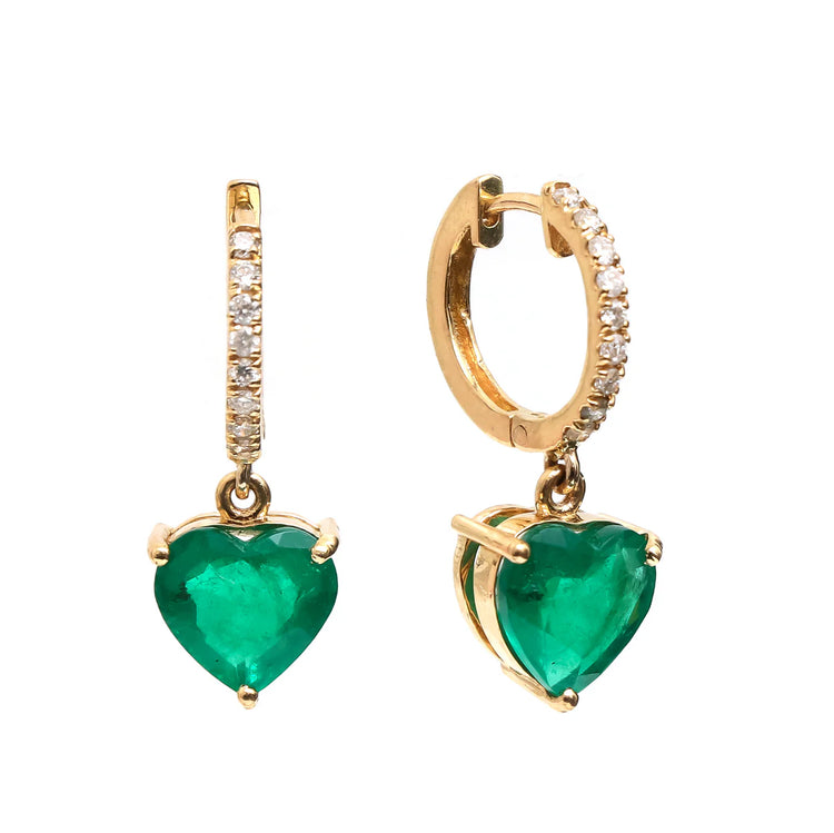 Emerald Heart Dangle Earrings