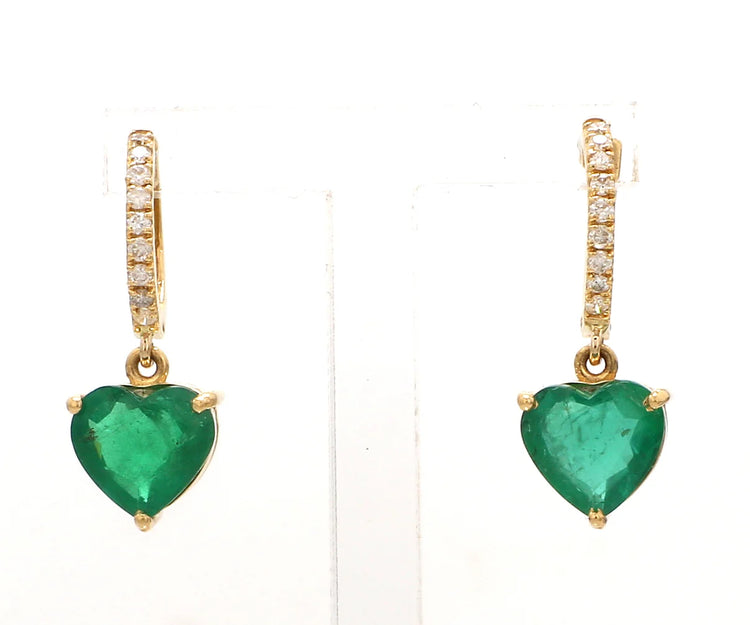 Emerald Heart Dangle Earrings