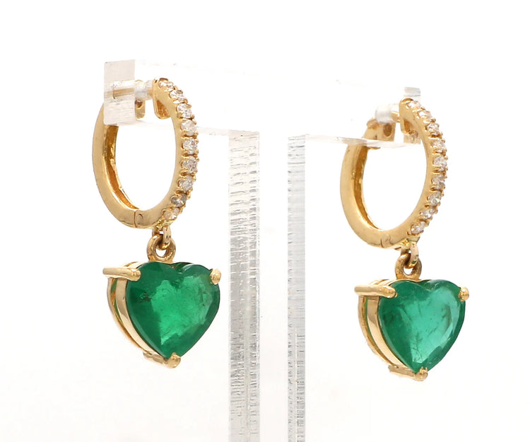 Emerald Heart Dangle Earrings