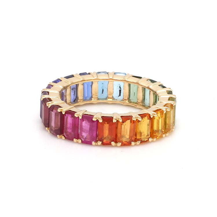 Rainbow Gemstone Eternity Ring